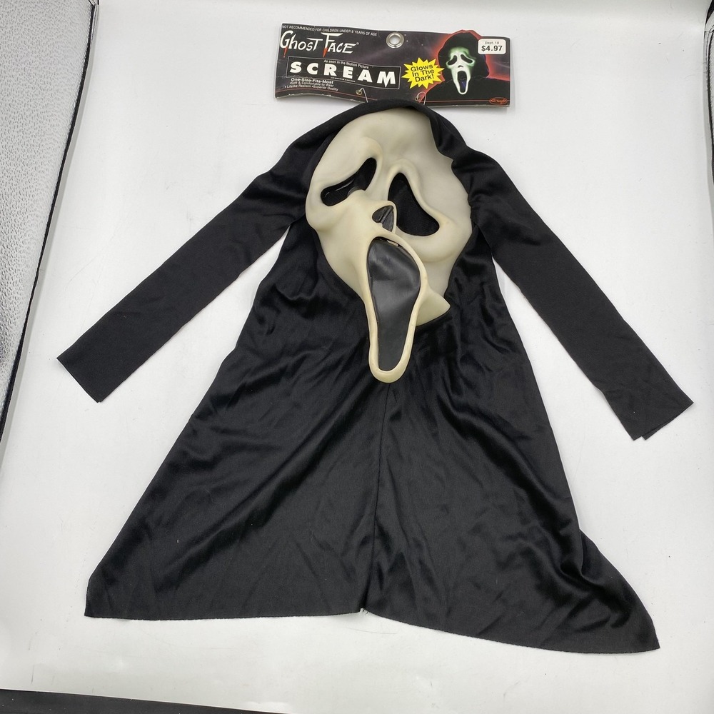 Vintage Ghost Face Scream Mask Fun World‎ Easter Unlimited Glow in the Dark 90s
